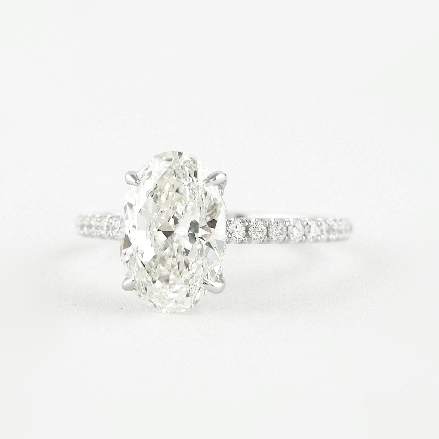 1.91 CT Oval Moissanite Pave Engagement Ring (US Size 6 Ready To Ship)