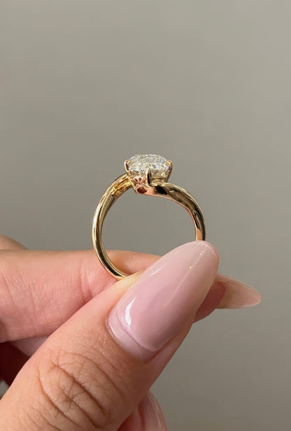 Marquise Shaped Three Stone Lab Grown Diamond Engagement Ring