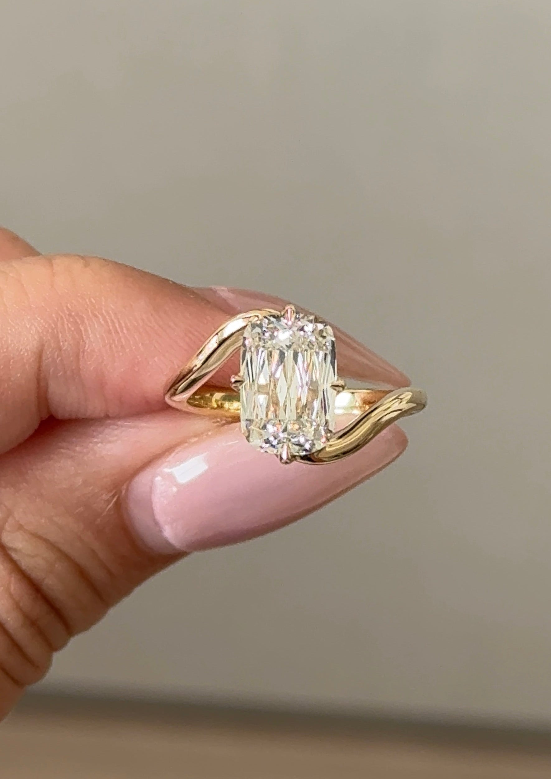 Marquise Shaped Three Stone Lab Grown Diamond Engagement Ring