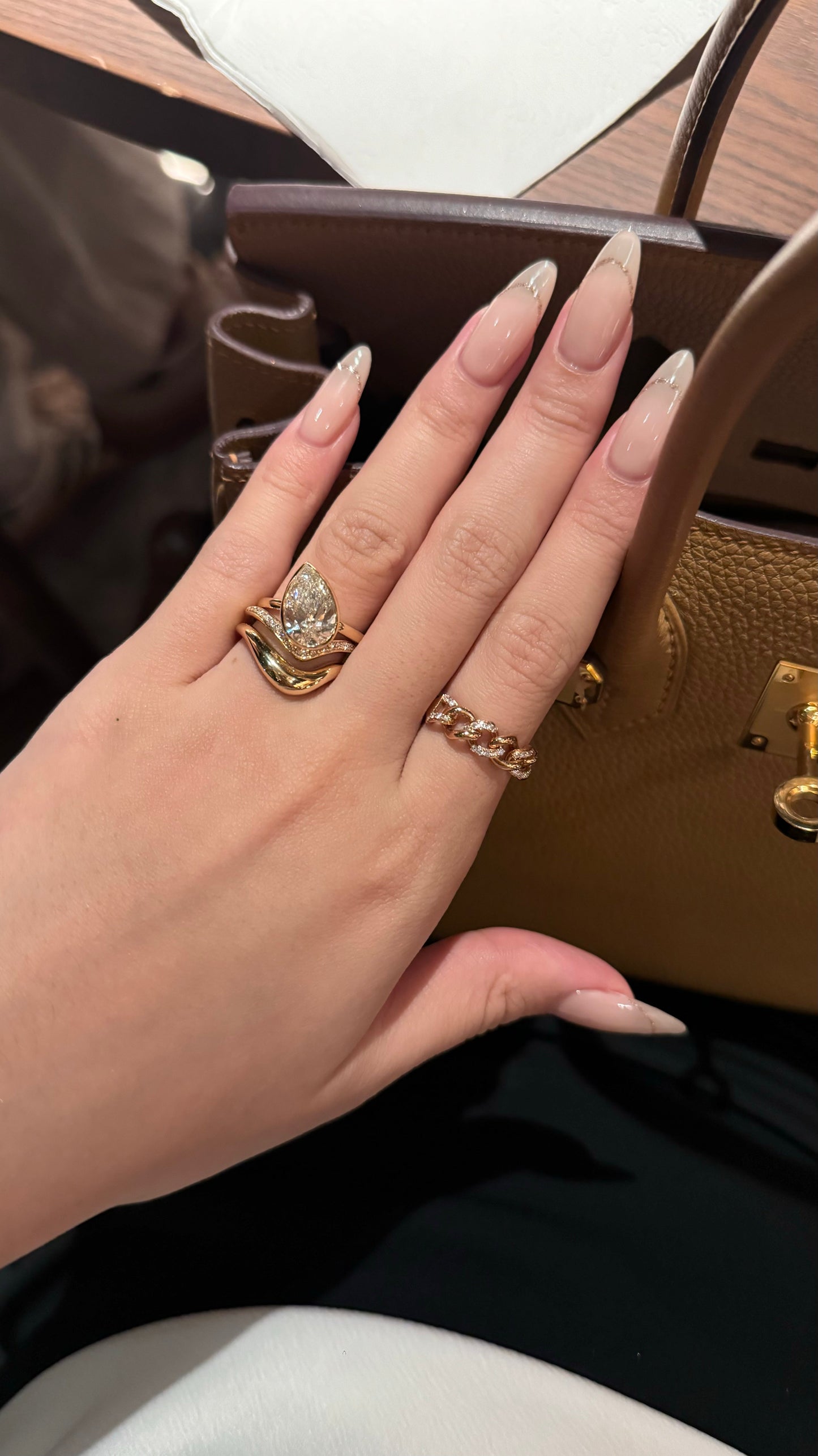 Marquise Shaped Three Stone Lab Grown Diamond Engagement Ring