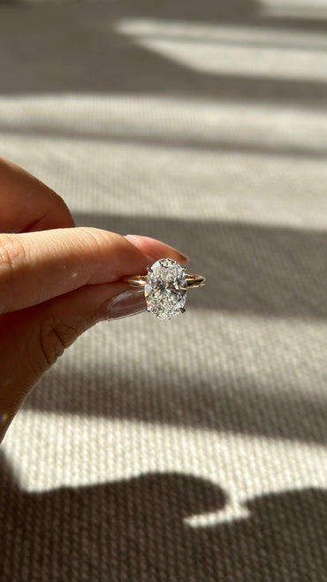 Marquise Shaped Three Stone Lab Grown Diamond Engagement Ring
