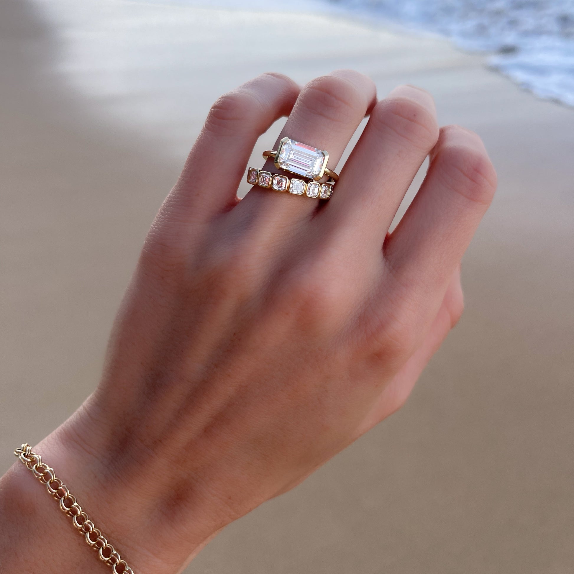 Marquise Shaped Three Stone Lab Grown Diamond Engagement Ring