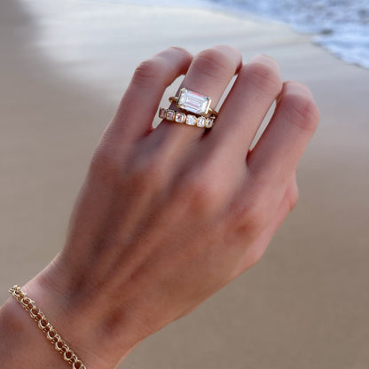 Marquise Shaped Three Stone Lab Grown Diamond Engagement Ring