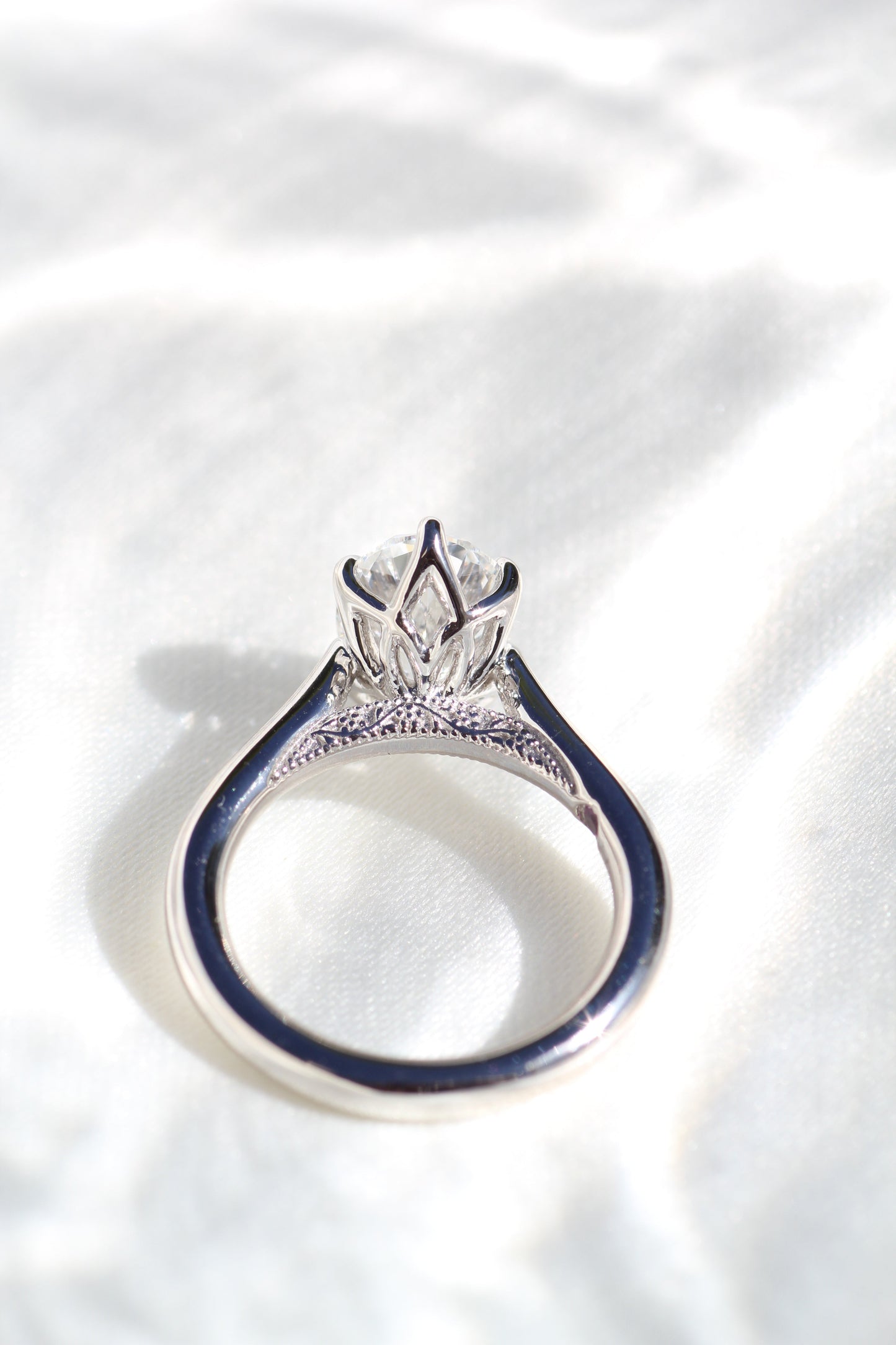 Marquise Shaped Three Stone Lab Grown Diamond Engagement Ring