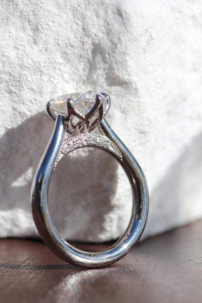 Marquise Shaped Three Stone Lab Grown Diamond Engagement Ring