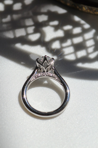 Marquise Shaped Three Stone Lab Grown Diamond Engagement Ring