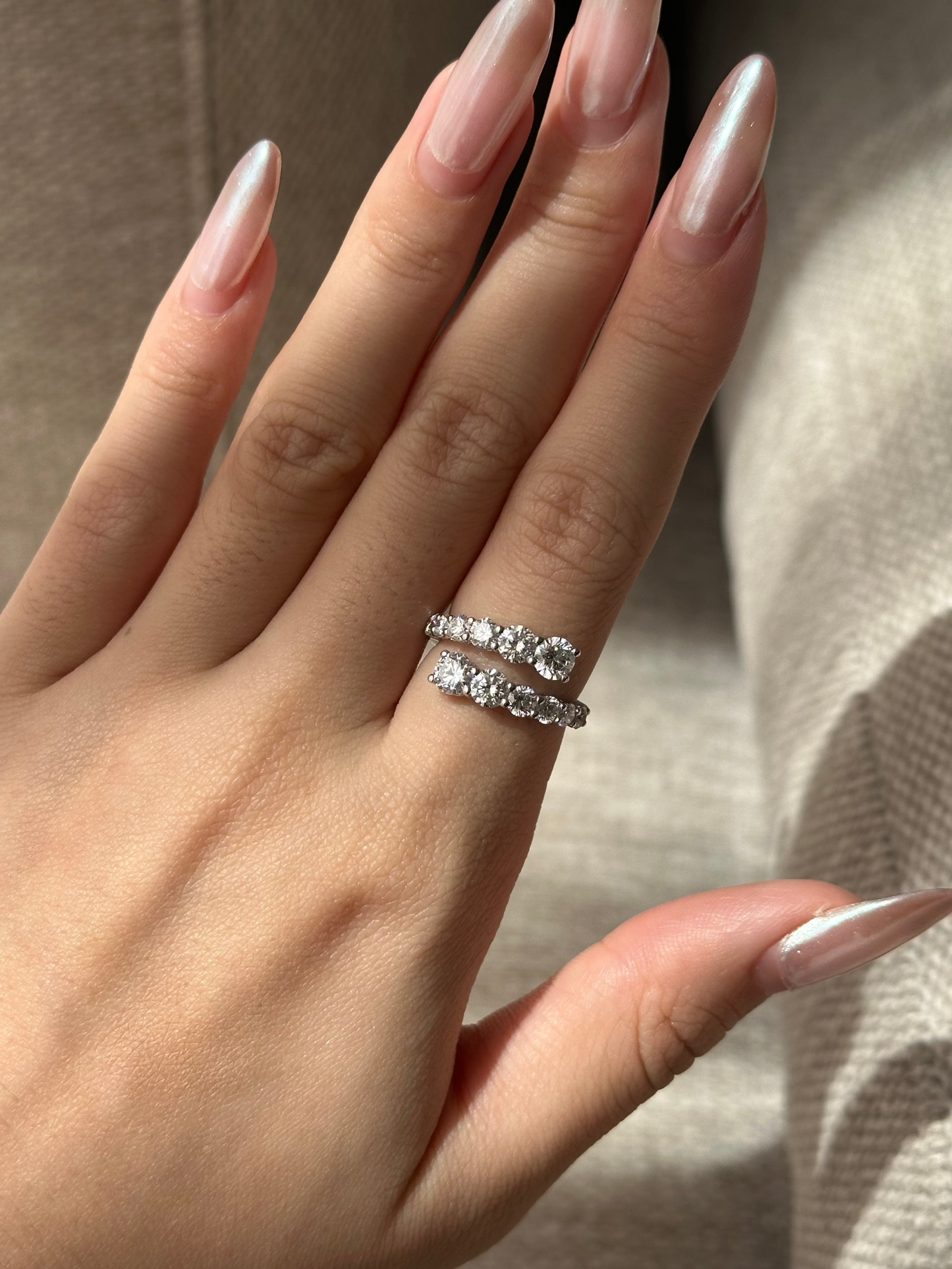 Marquise Shaped Three Stone Lab Grown Diamond Engagement Ring