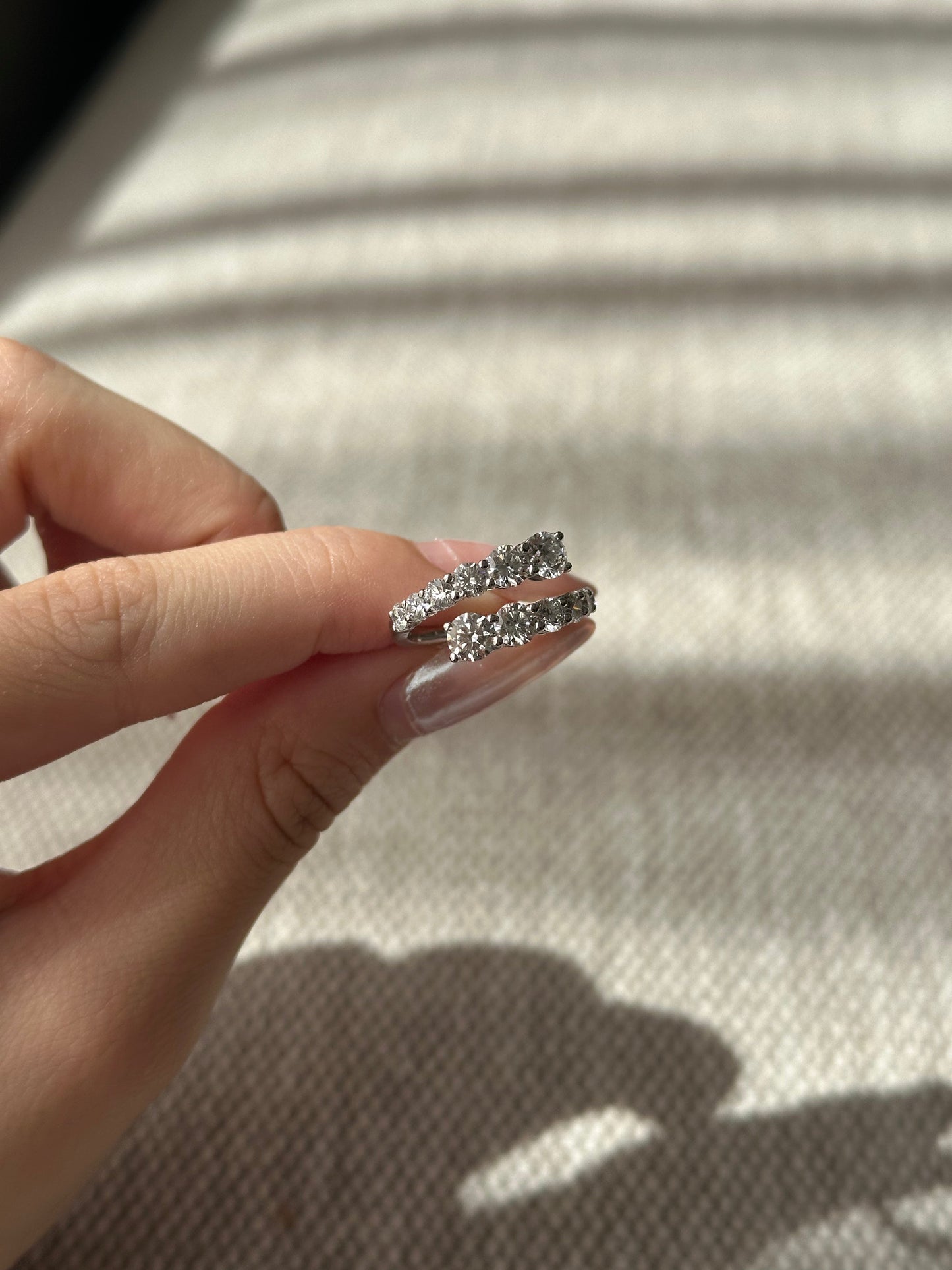 Marquise Shaped Three Stone Lab Grown Diamond Engagement Ring