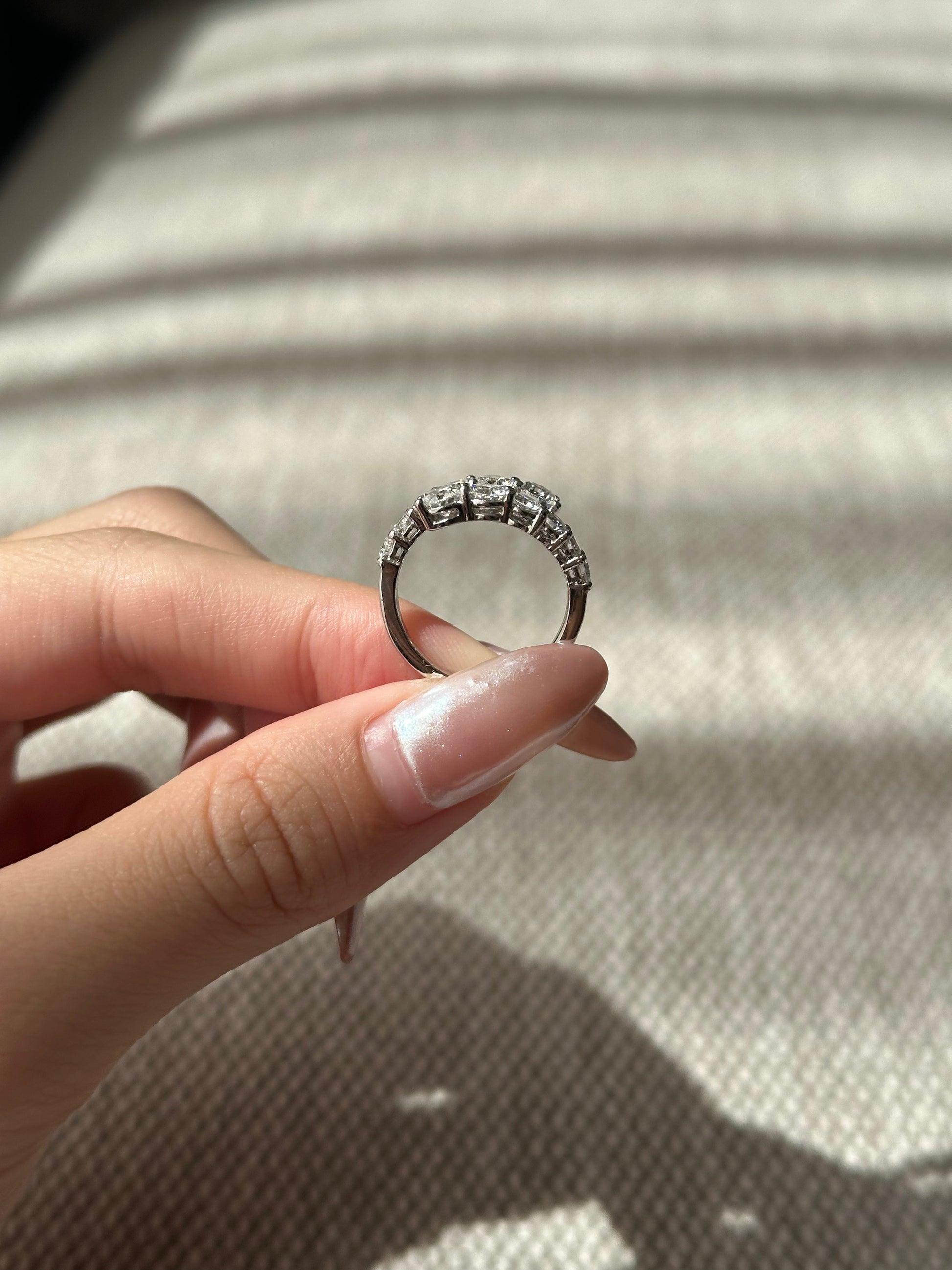 Marquise Shaped Three Stone Lab Grown Diamond Engagement Ring