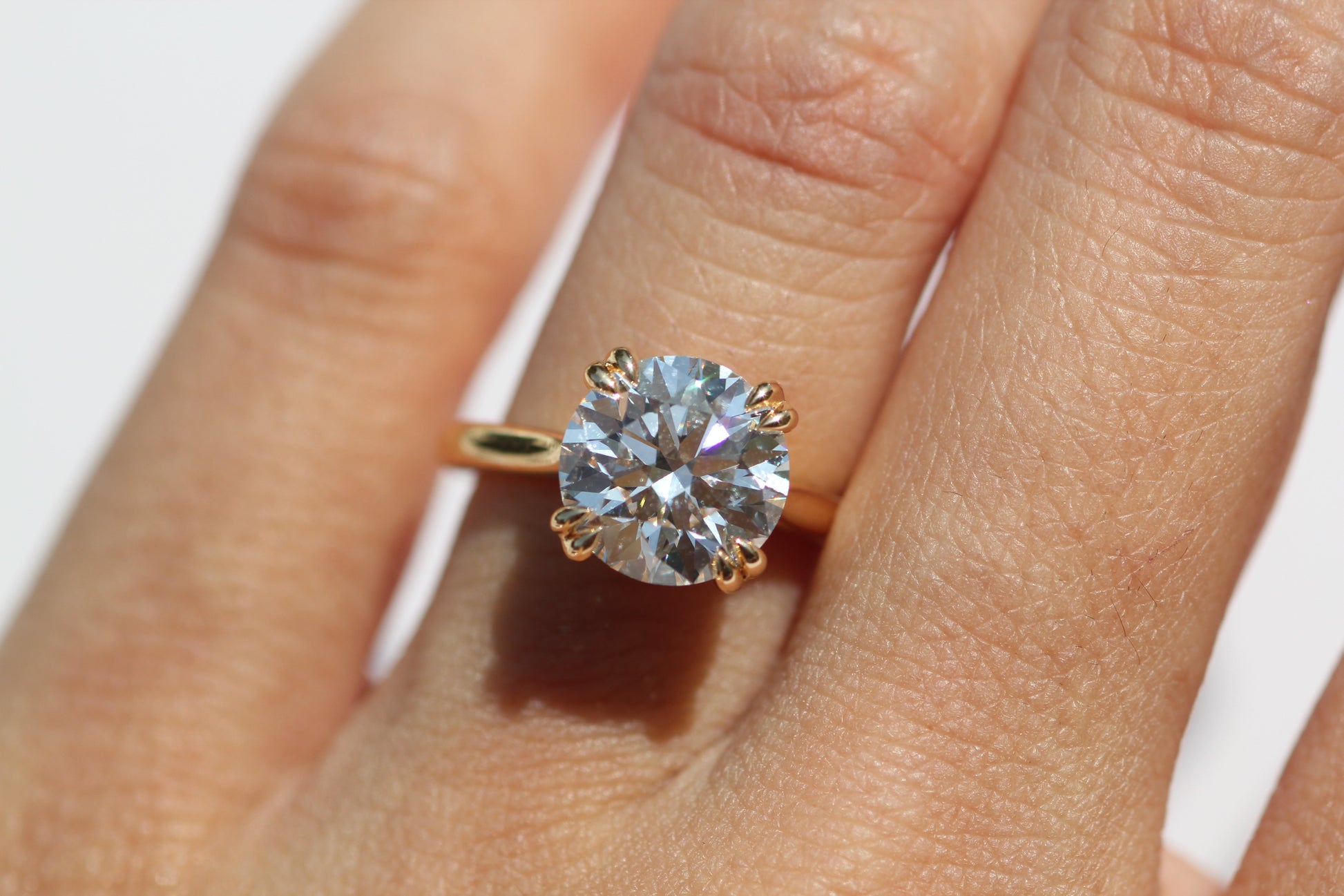 Marquise Shaped Three Stone Lab Grown Diamond Engagement Ring