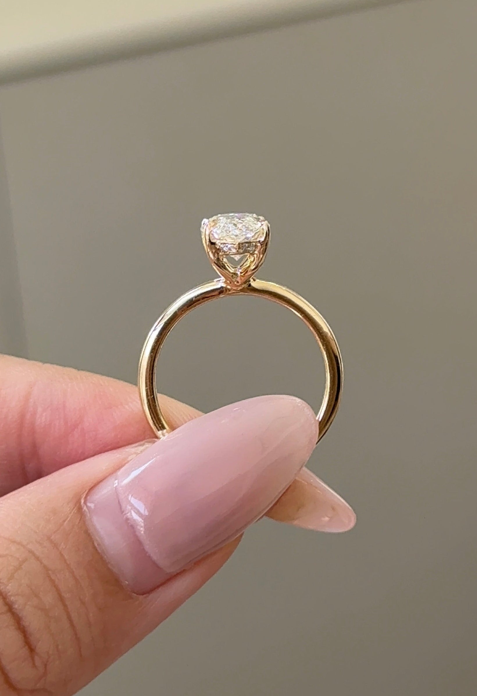 Marquise Shaped Three Stone Lab Grown Diamond Engagement Ring