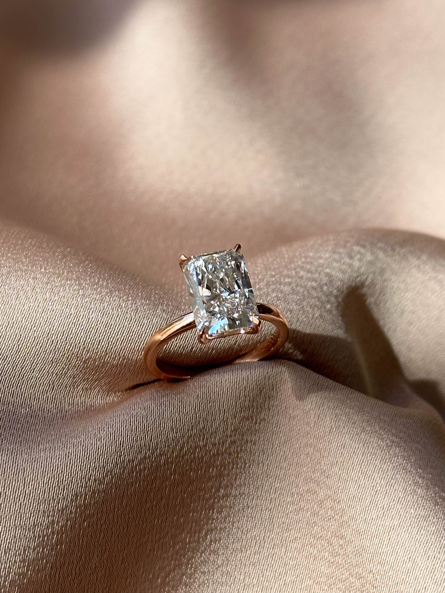 Marquise Shaped Three Stone Lab Grown Diamond Engagement Ring