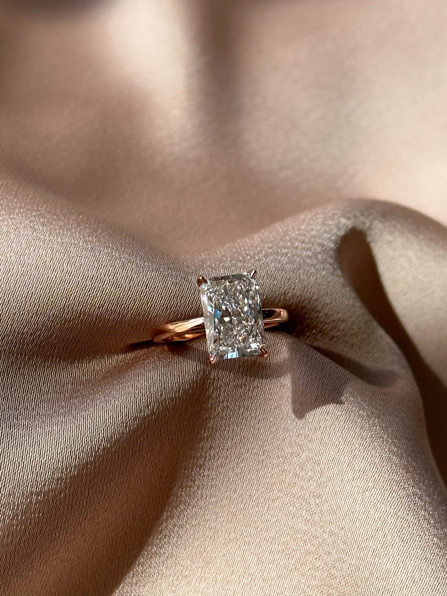 Marquise Shaped Three Stone Lab Grown Diamond Engagement Ring