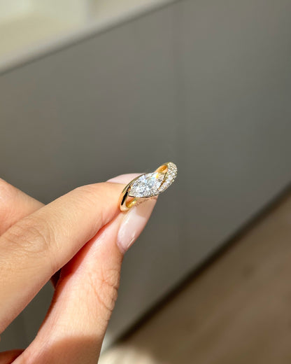 Marquise Shaped Three Stone Lab Grown Diamond Engagement Ring