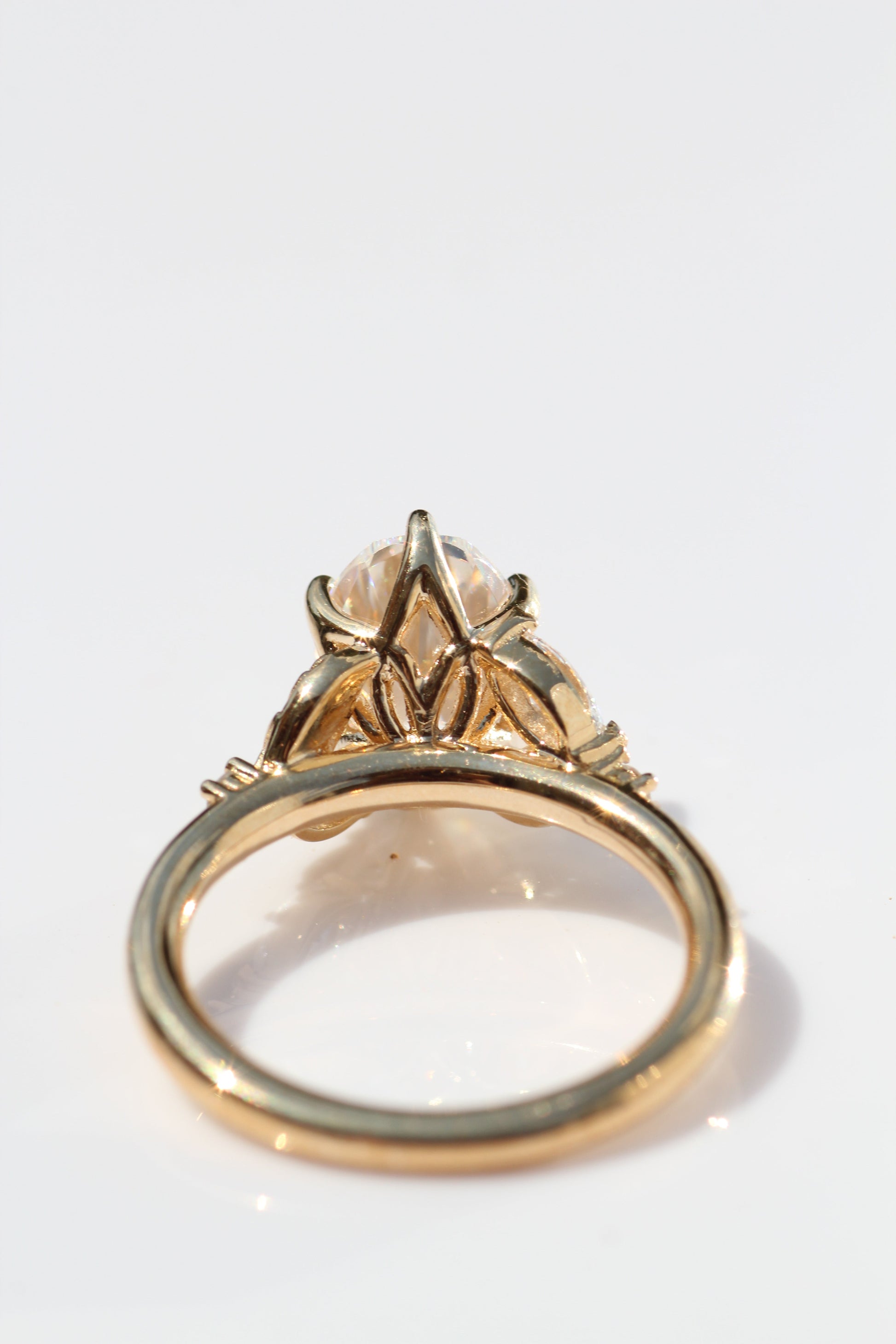 Marquise Shaped Three Stone Lab Grown Diamond Engagement Ring