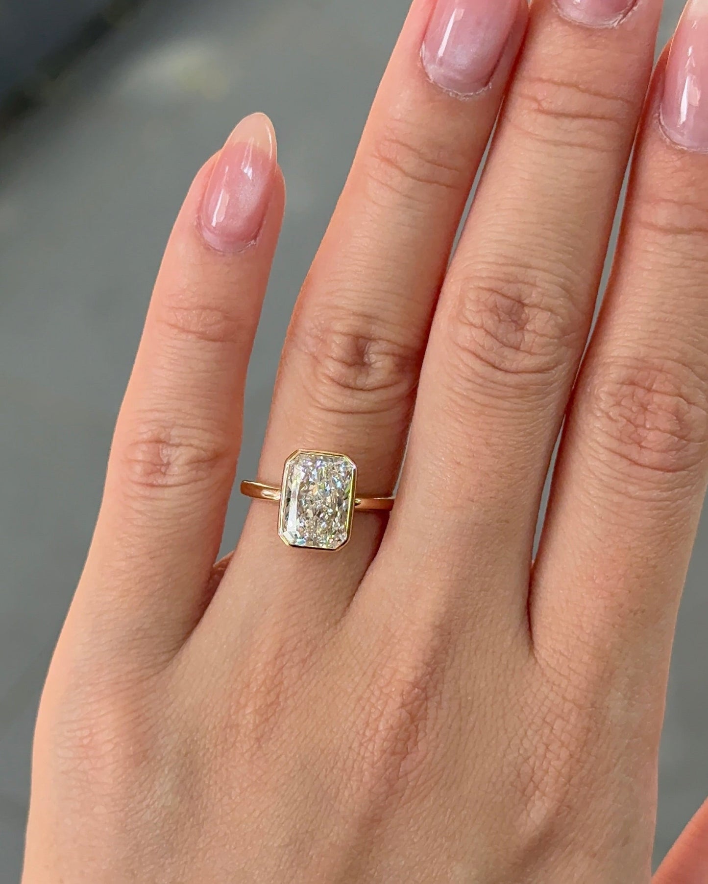 Marquise Shaped Three Stone Lab Grown Diamond Engagement Ring