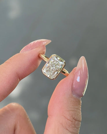 Marquise Shaped Three Stone Lab Grown Diamond Engagement Ring