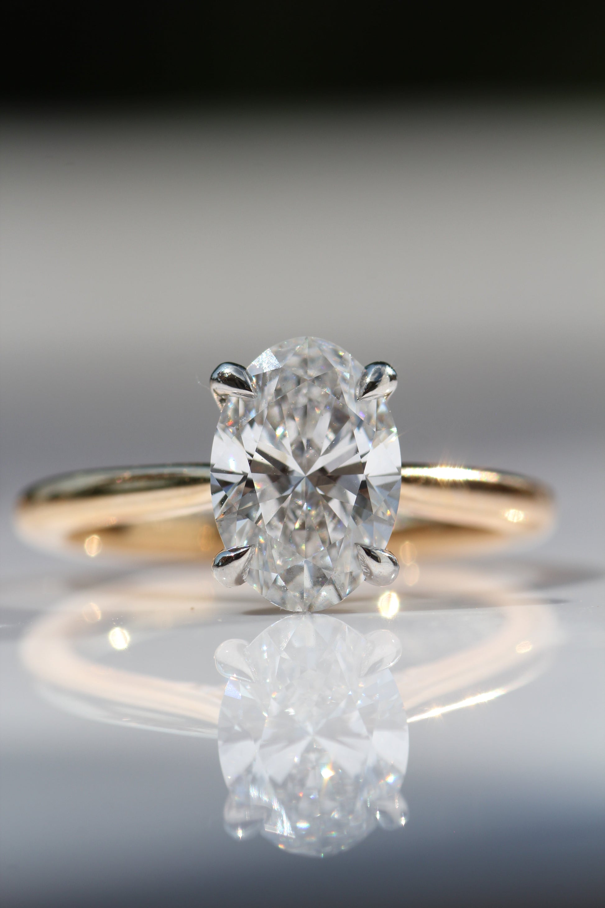 Marquise Shaped Three Stone Lab Grown Diamond Engagement Ring