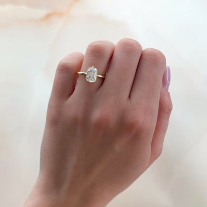 Marquise Shaped Three Stone Lab Grown Diamond Engagement Ring