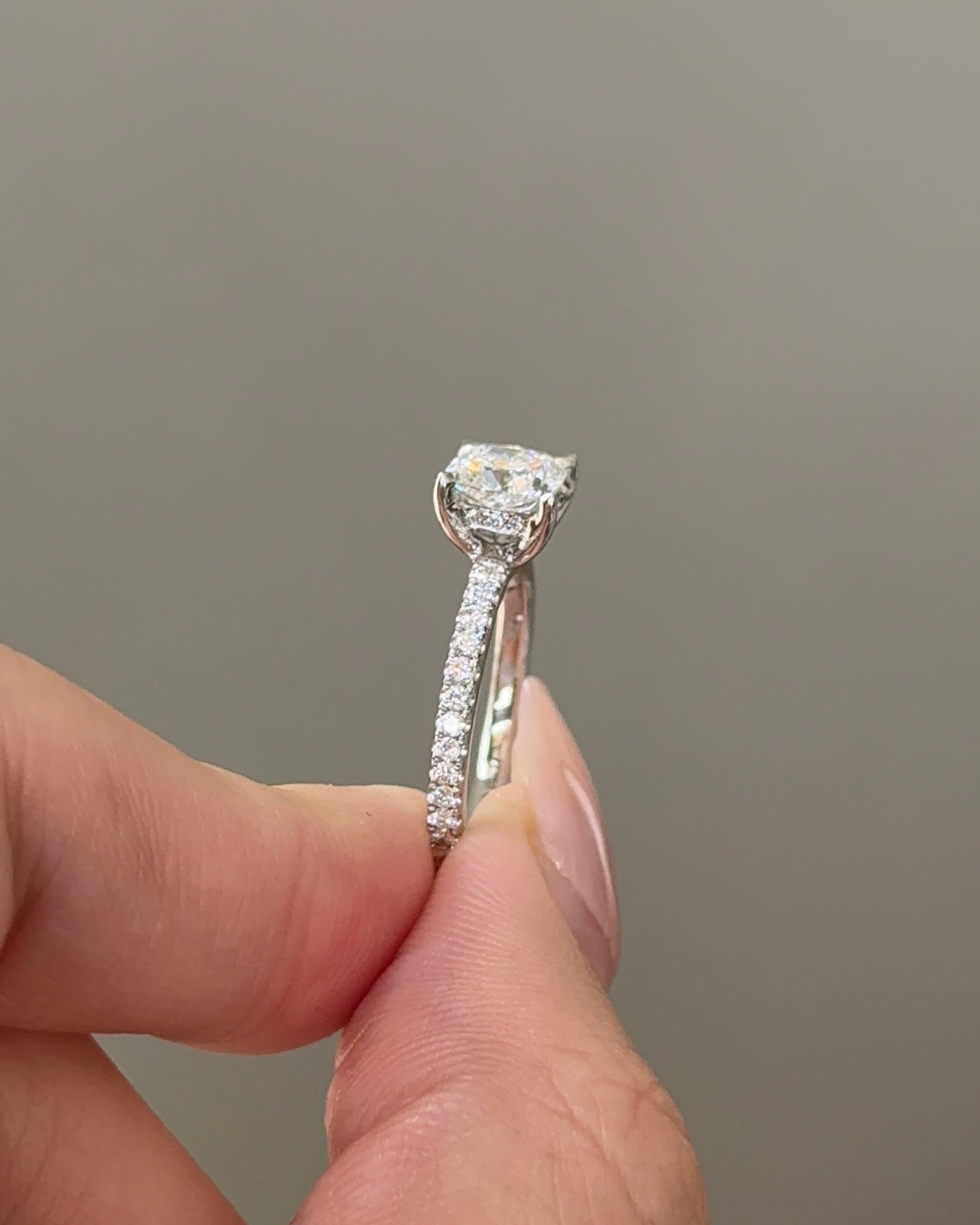 Marquise Shaped Three Stone Lab Grown Diamond Engagement Ring