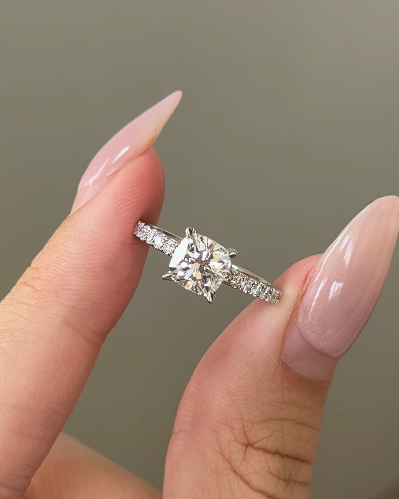 Marquise Shaped Three Stone Lab Grown Diamond Engagement Ring
