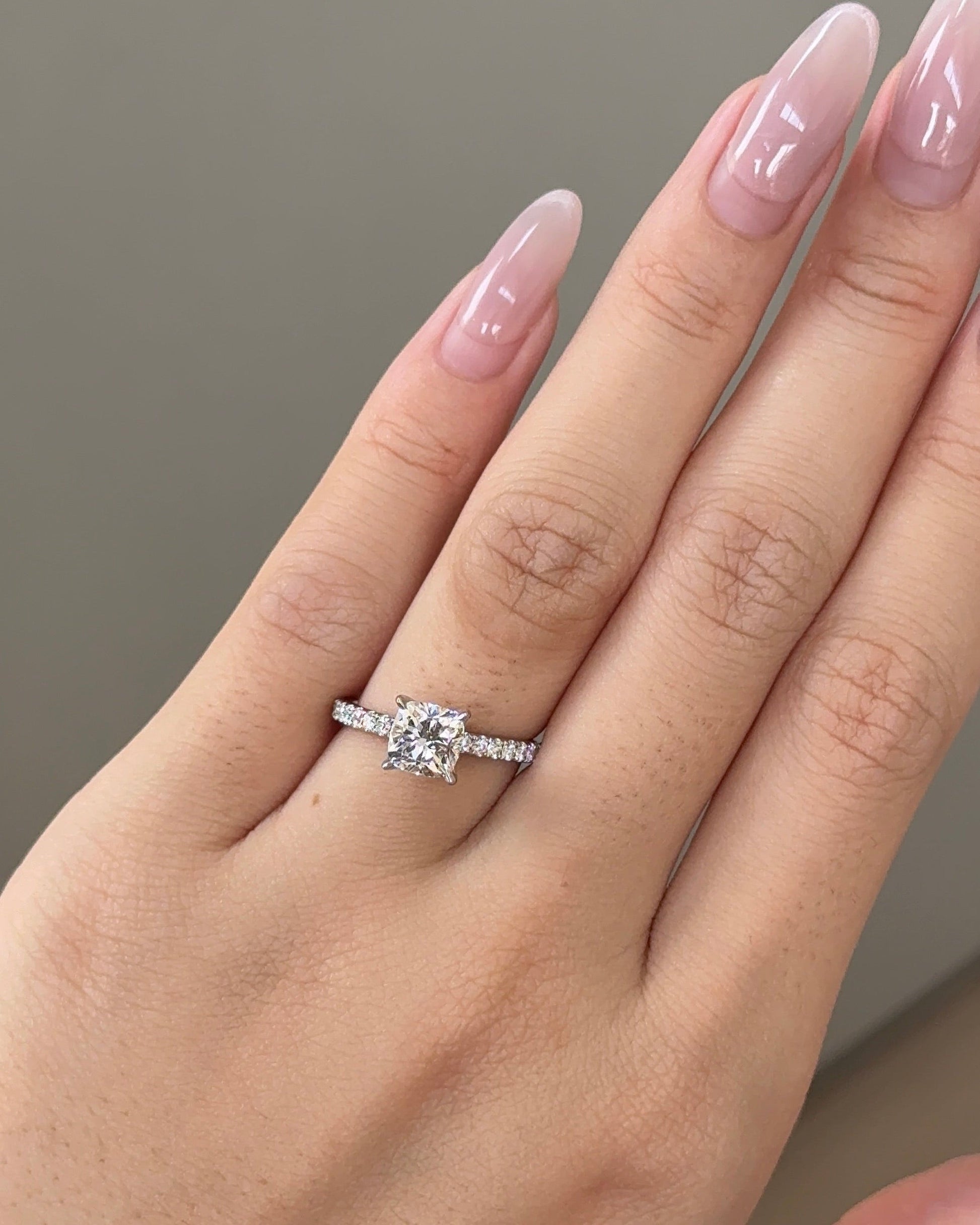 Marquise Shaped Three Stone Lab Grown Diamond Engagement Ring