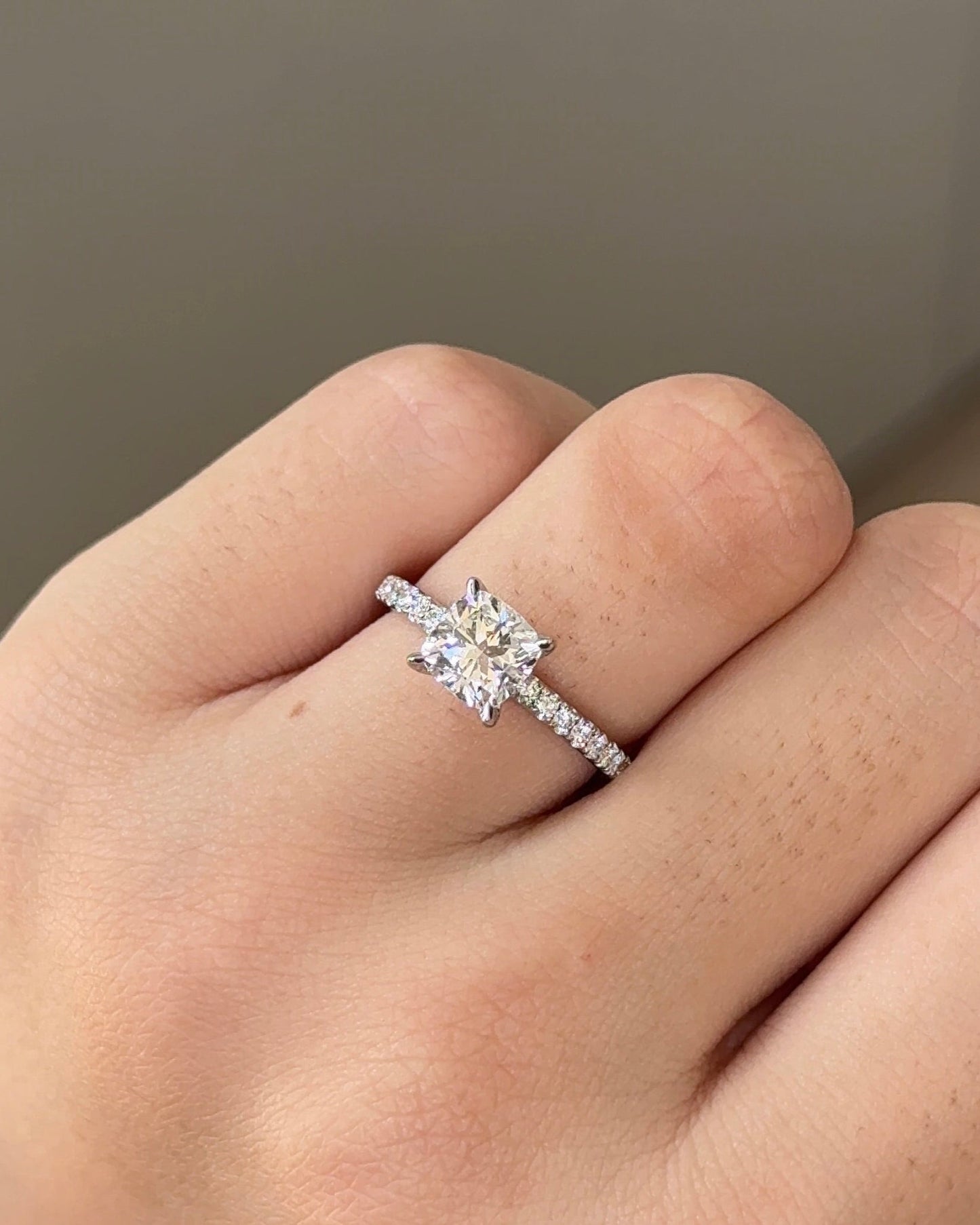 Marquise Shaped Three Stone Lab Grown Diamond Engagement Ring