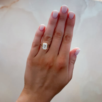 Marquise Shaped Three Stone Lab Grown Diamond Engagement Ring