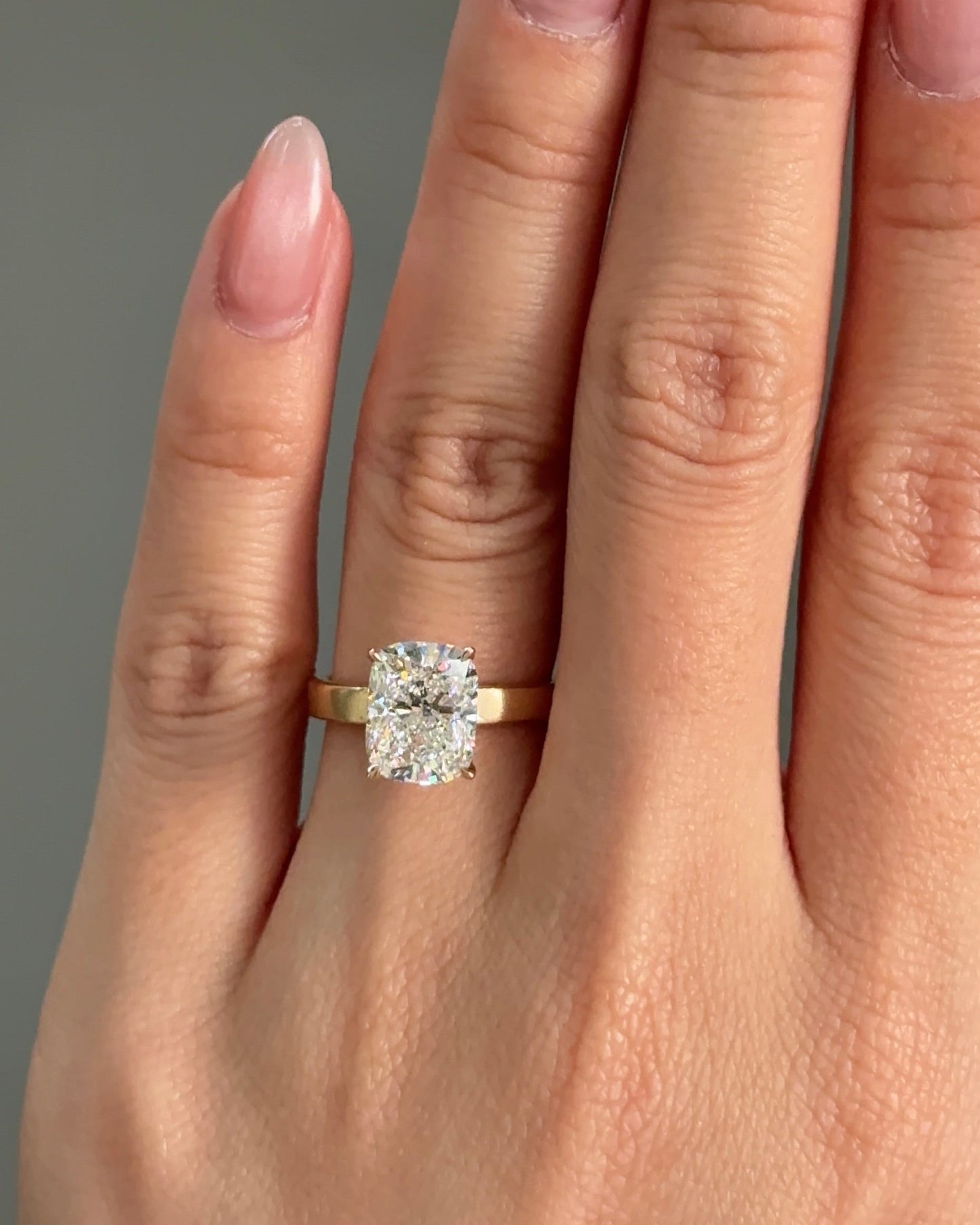 Marquise Shaped Three Stone Lab Grown Diamond Engagement Ring