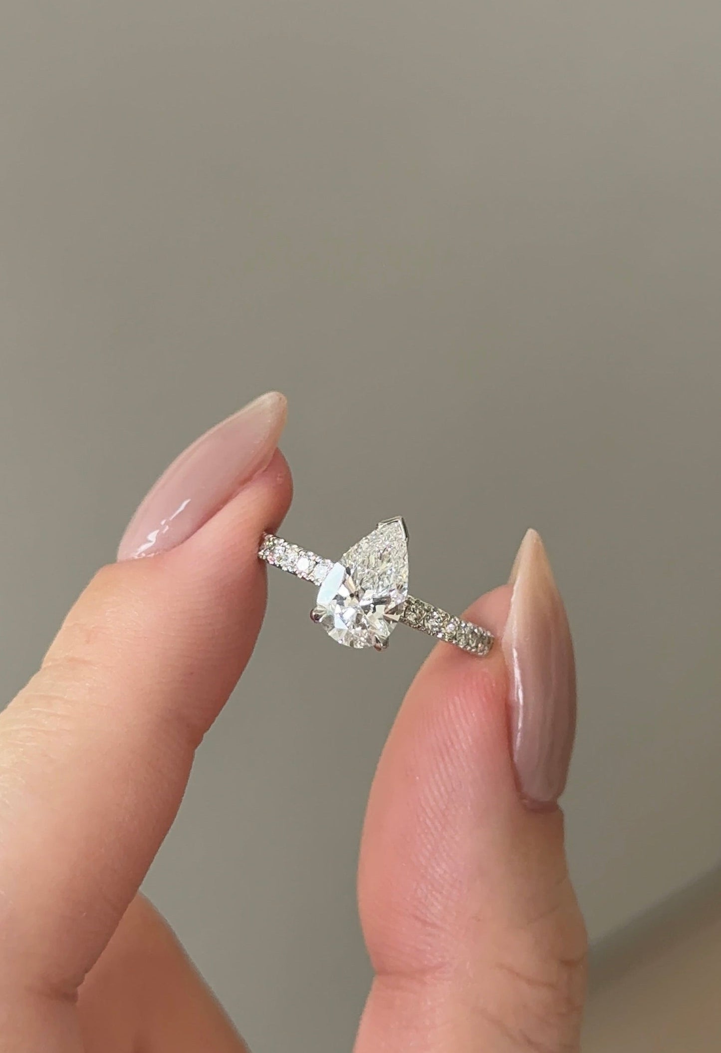 Marquise Shaped Three Stone Lab Grown Diamond Engagement Ring
