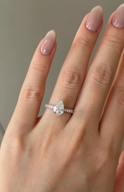 Marquise Shaped Three Stone Lab Grown Diamond Engagement Ring