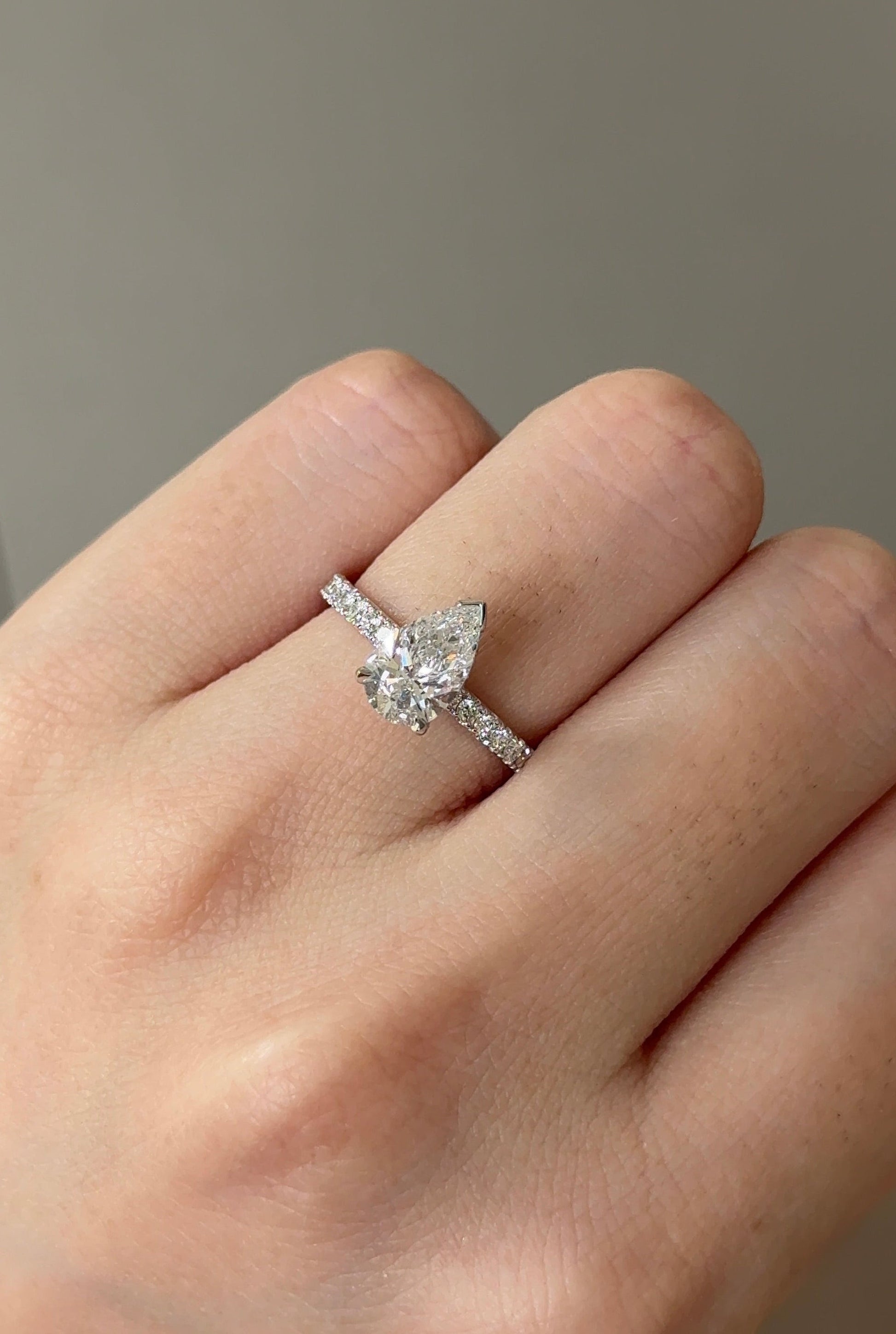 Marquise Shaped Three Stone Lab Grown Diamond Engagement Ring