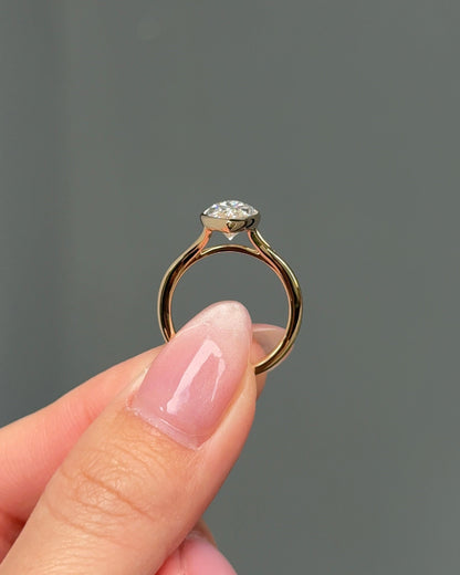 Marquise Shaped Three Stone Lab Grown Diamond Engagement Ring