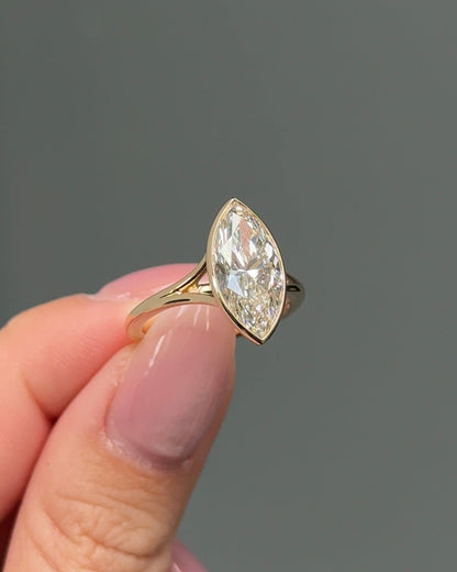 Marquise Shaped Three Stone Lab Grown Diamond Engagement Ring