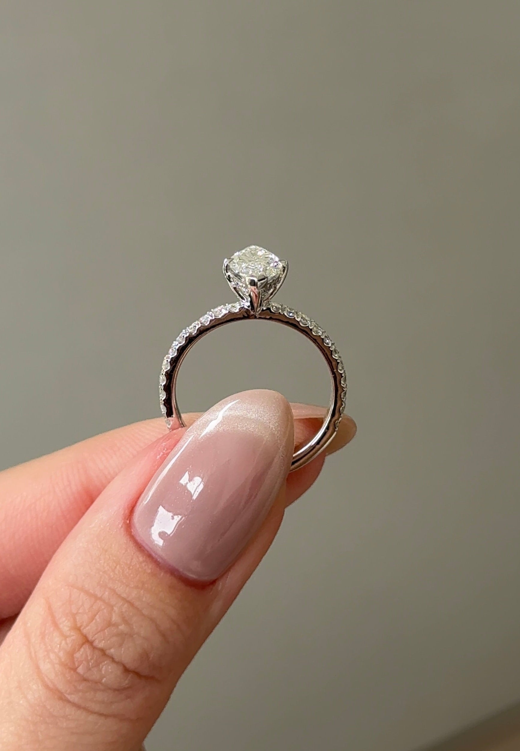 Marquise Shaped Three Stone Lab Grown Diamond Engagement Ring