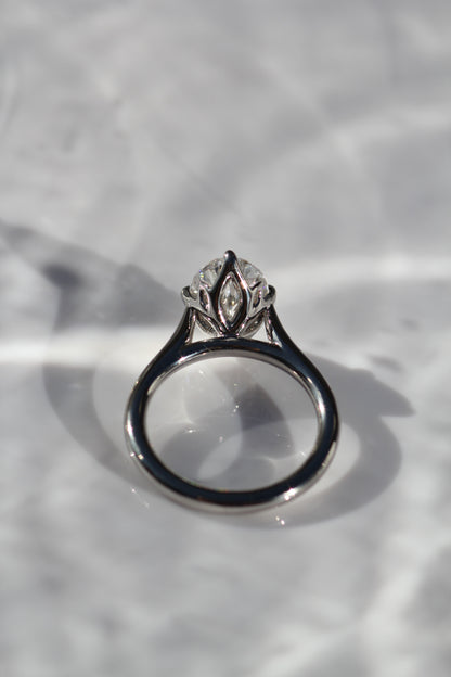 Marquise Shaped Three Stone Lab Grown Diamond Engagement Ring