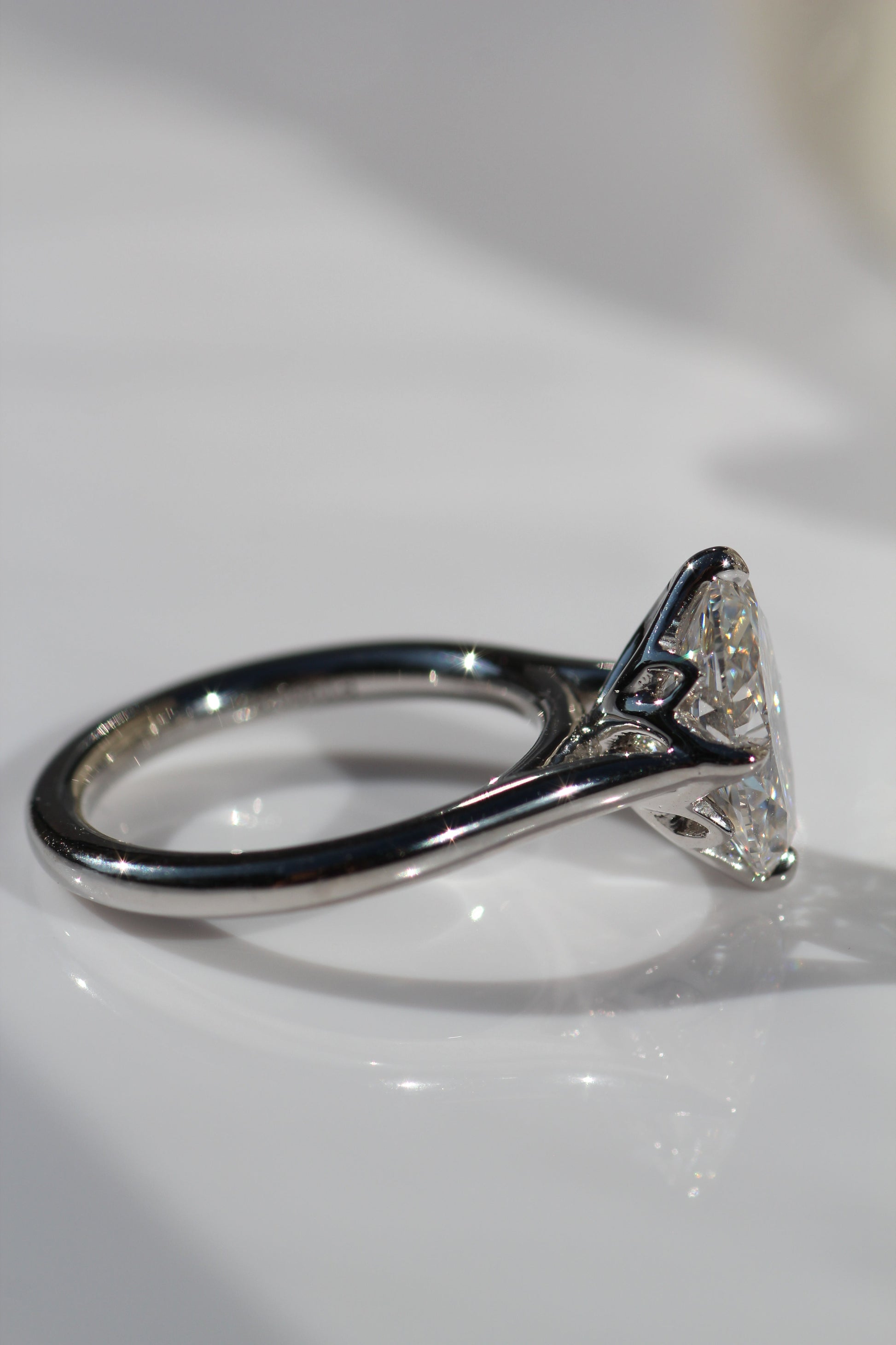 Marquise Shaped Three Stone Lab Grown Diamond Engagement Ring