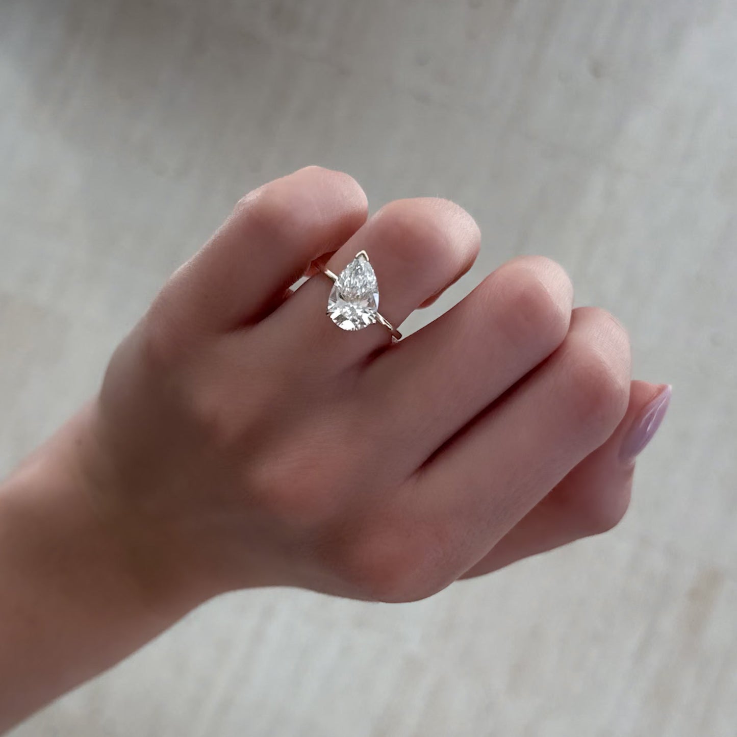 Marquise Shaped Three Stone Lab Grown Diamond Engagement Ring