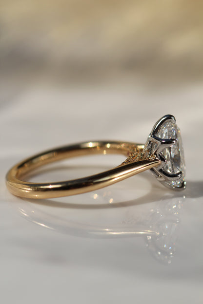 Marquise Shaped Three Stone Lab Grown Diamond Engagement Ring