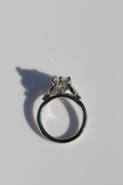 Marquise Shaped Three Stone Lab Grown Diamond Engagement Ring
