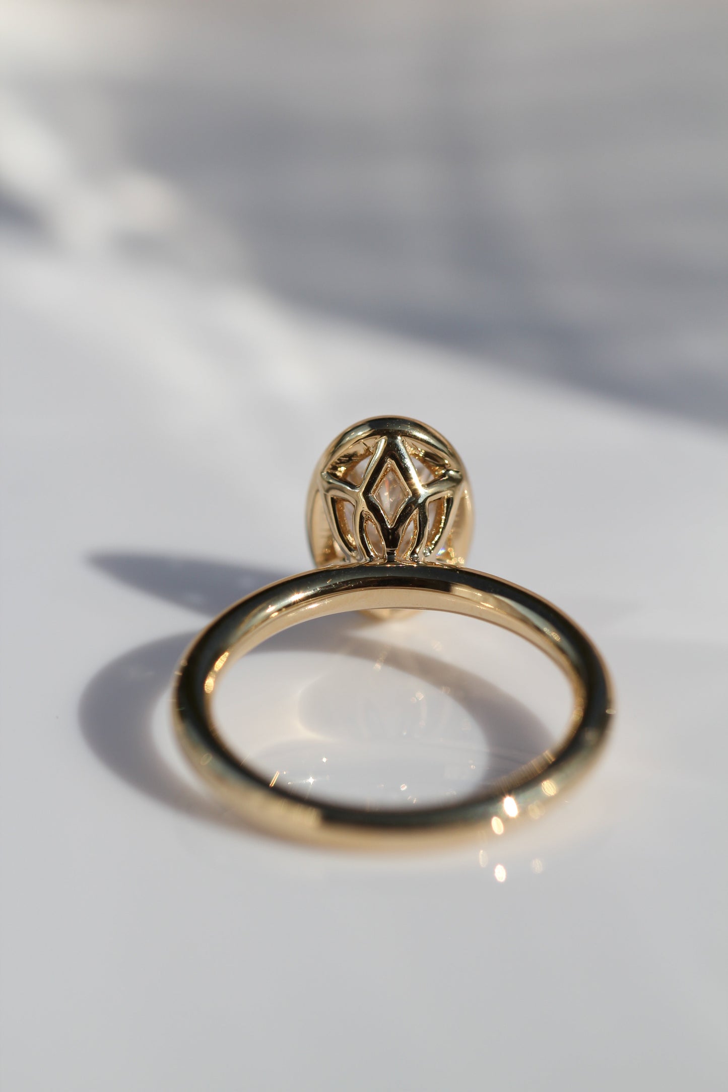 Marquise Shaped Three Stone Lab Grown Diamond Engagement Ring