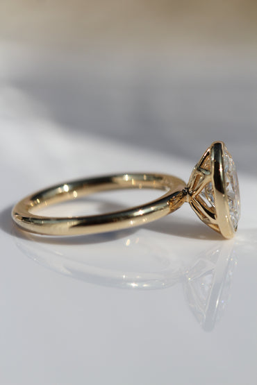 Marquise Shaped Three Stone Lab Grown Diamond Engagement Ring