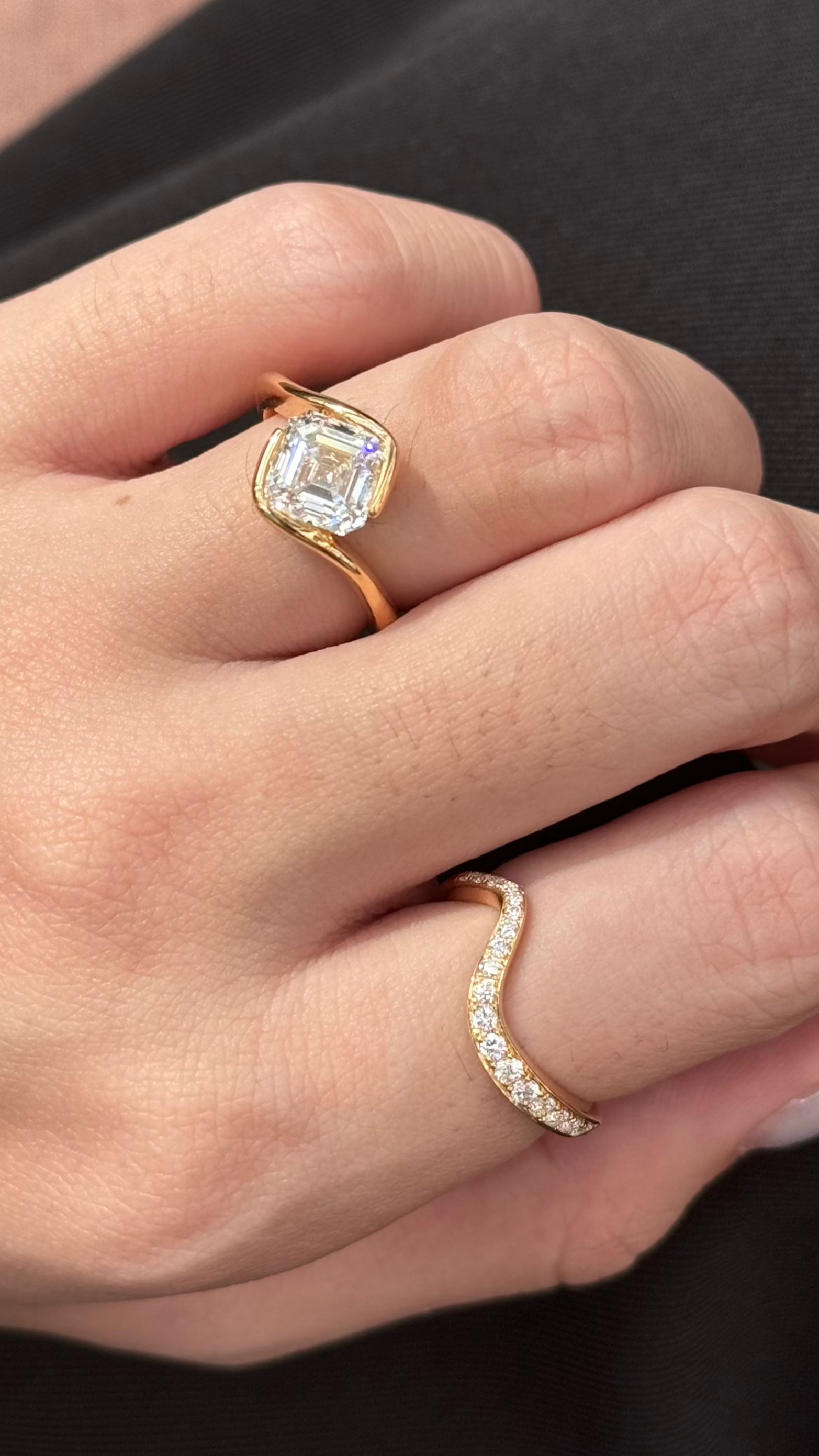 Marquise Shaped Three Stone Lab Grown Diamond Engagement Ring