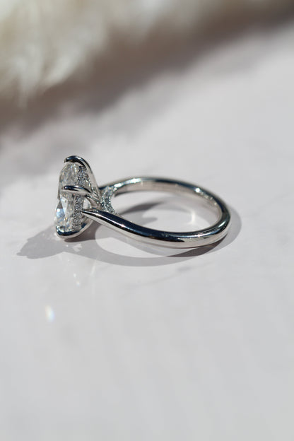 Marquise Shaped Three Stone Lab Grown Diamond Engagement Ring