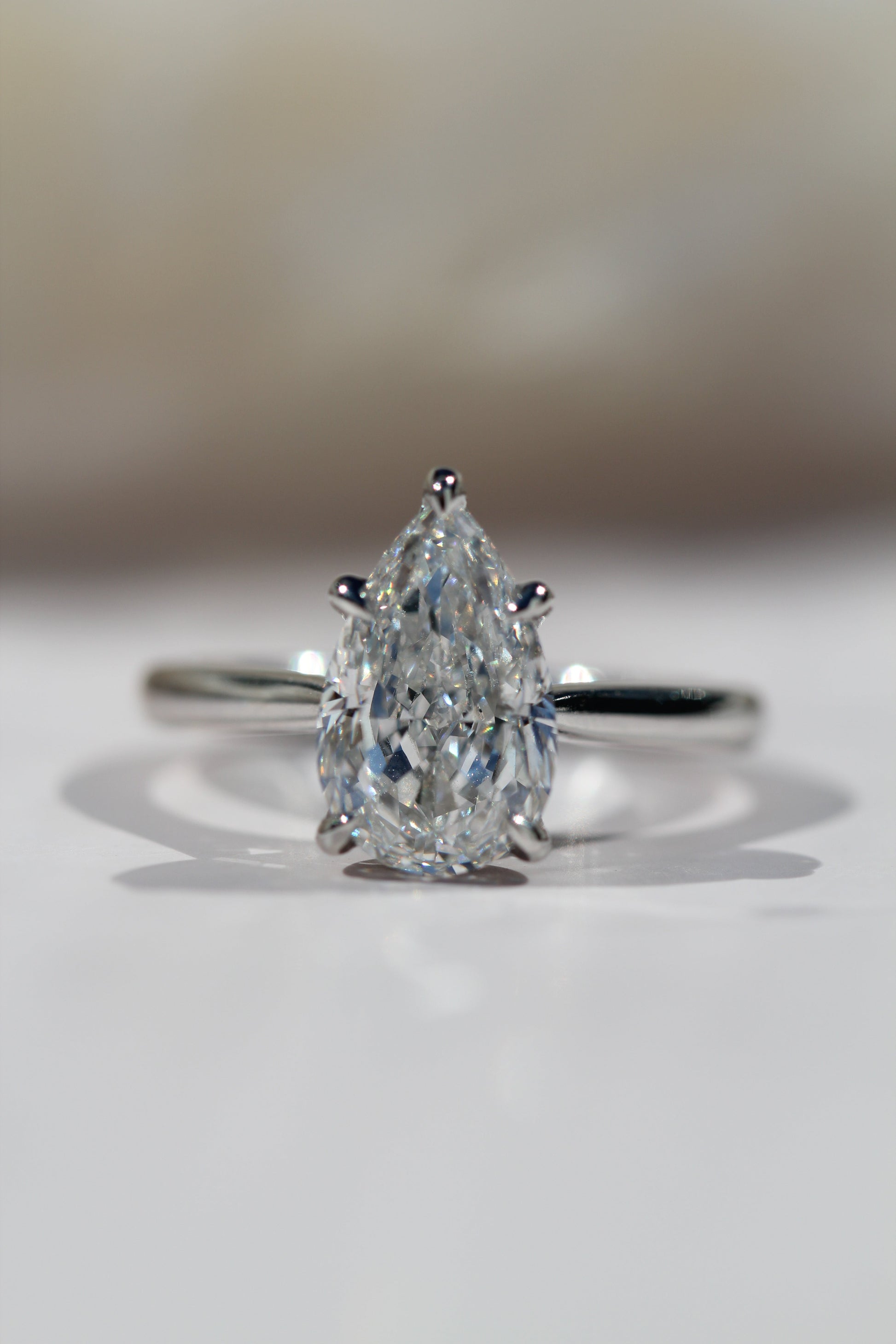 Marquise Shaped Three Stone Lab Grown Diamond Engagement Ring