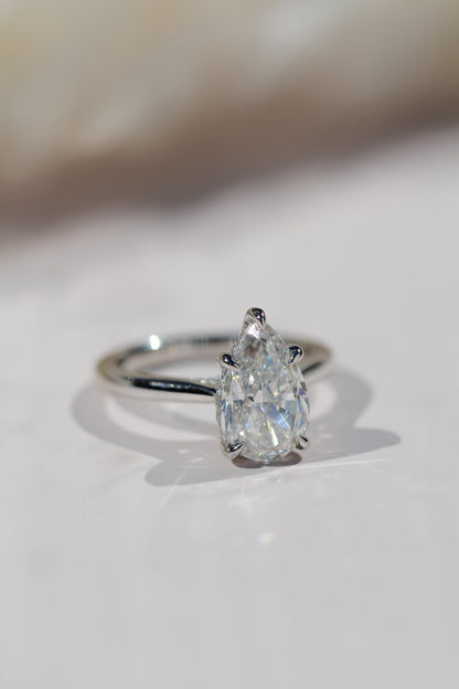 Marquise Shaped Three Stone Lab Grown Diamond Engagement Ring