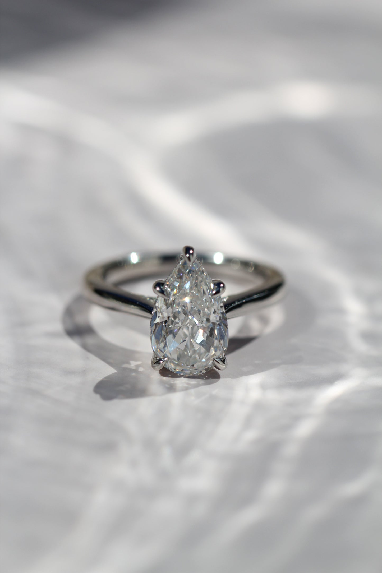 Marquise Shaped Three Stone Lab Grown Diamond Engagement Ring