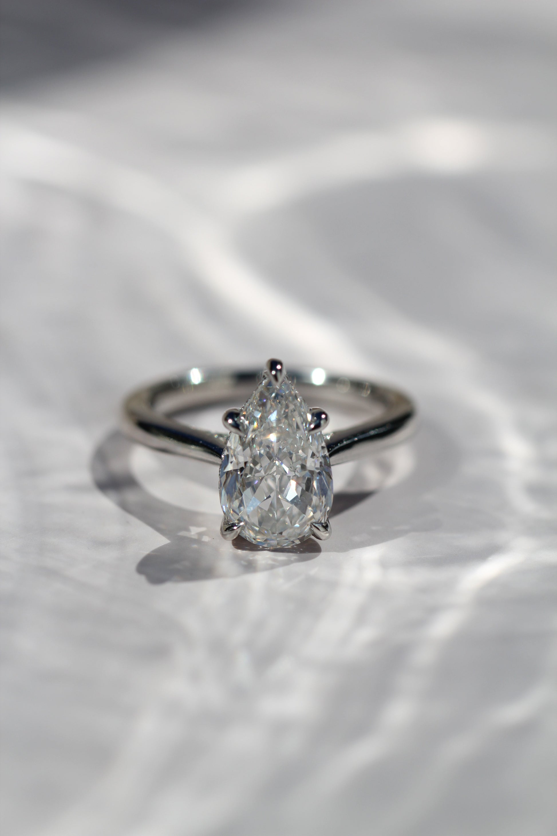 Marquise Shaped Three Stone Lab Grown Diamond Engagement Ring