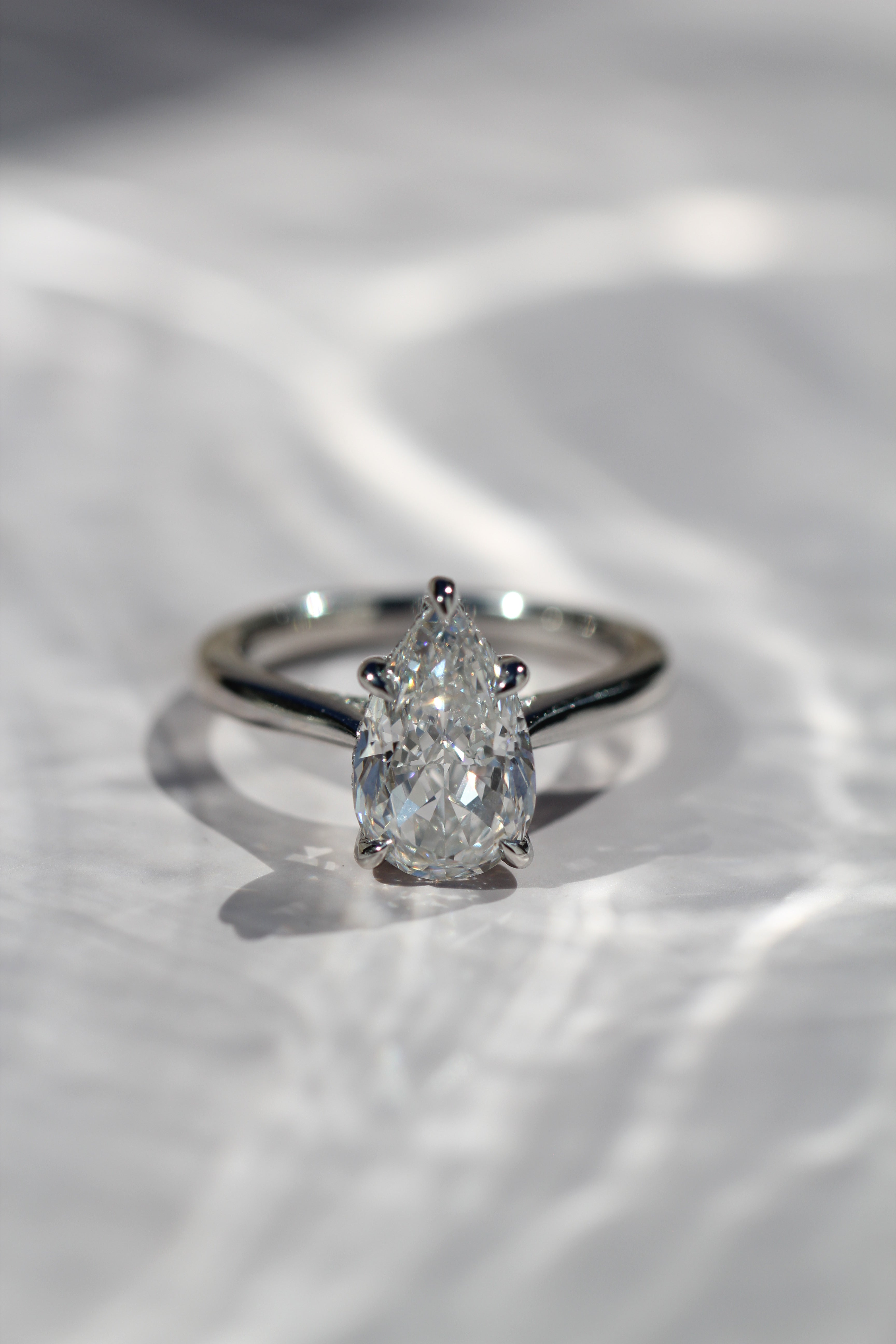 Marquise Shaped Three Stone Lab Grown Diamond Engagement Ring