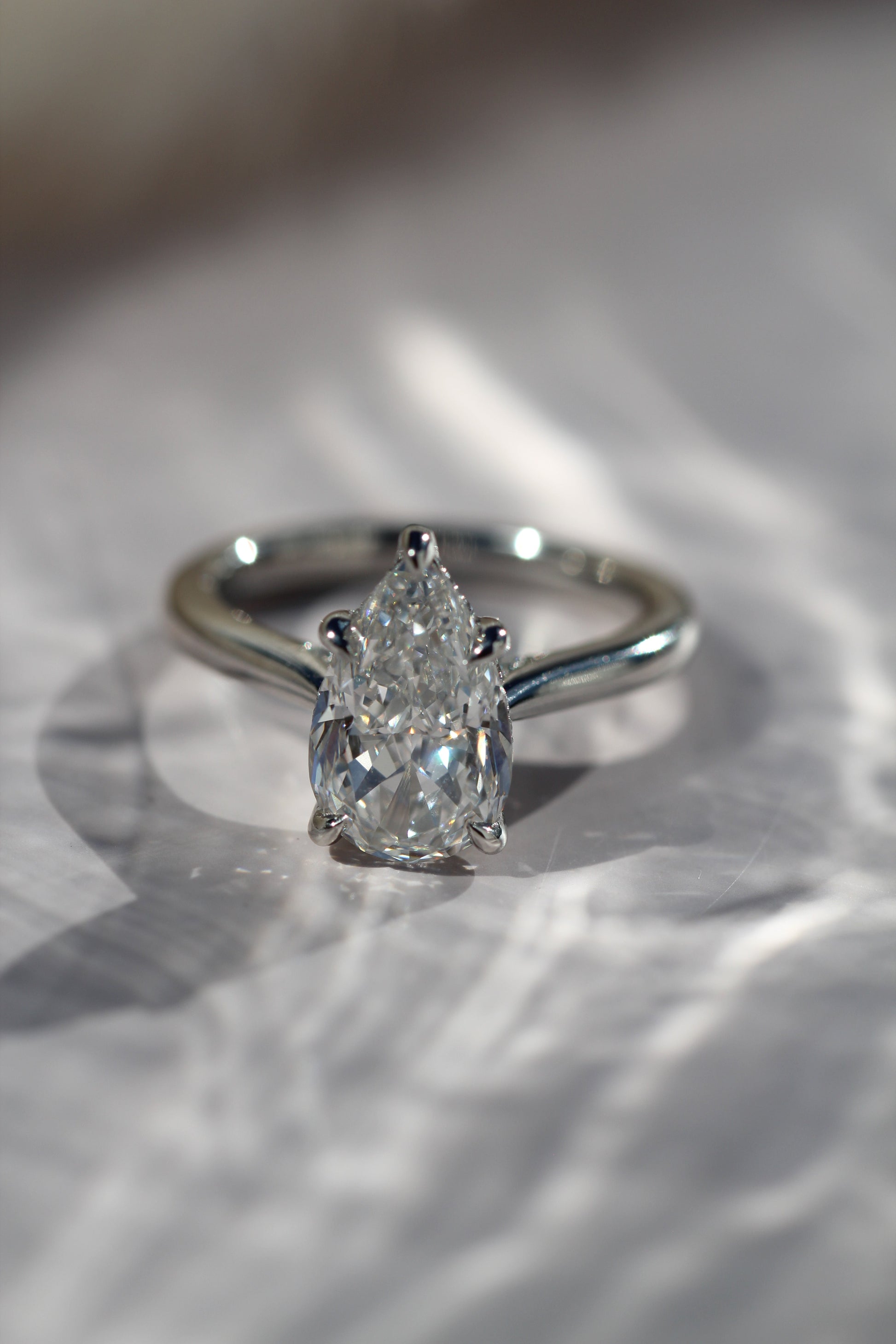 Marquise Shaped Three Stone Lab Grown Diamond Engagement Ring
